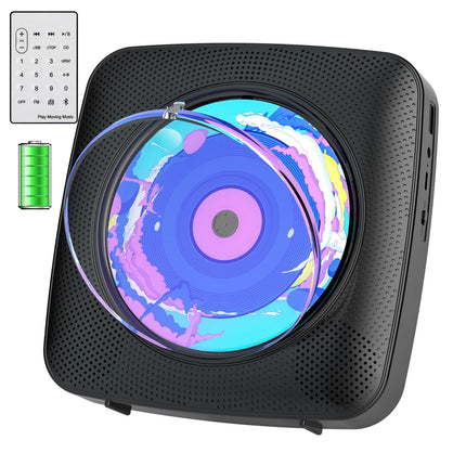 Raadio CD-mängijaga lastele: Kegaudio kaasaskantav CD-mängija Bluetooth-kõlariga, esipaneeliga, kaugjuhtimispuldiga, taimeriga, USB-taasesitusega, AUX-taasesitusega, must