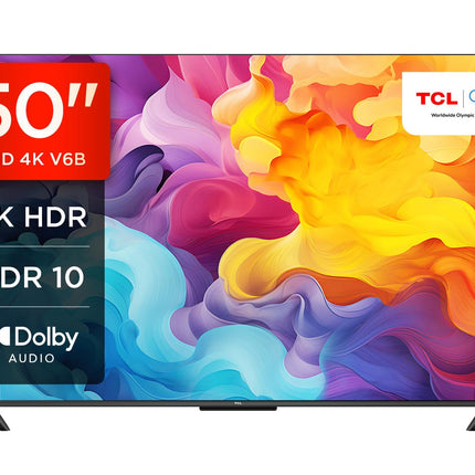 TCL 50V6B 50-tolline, 4K Ultra HD, HDR-teler, Google TV toega nutiteler (Dolby Audio, liikumise selgus, hääljuhtimine, ühildub Google Assistantiga, sisseehitatud Chromecast)
