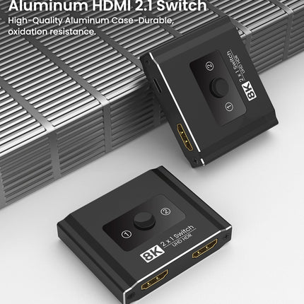 HDMI 2.1 lüliti, 8K HDMI jaotur 4k 120hz UHD kiire 48Gbps HDMI lüliti kahesuunaline 2 sisendit 1 väljund või 1 sisend 2 väljundit, HDMI jaotur toetab HDCP 2.2 3D HDR-i Fire TV Stick UHD TV PS5 Xboxi jaoks