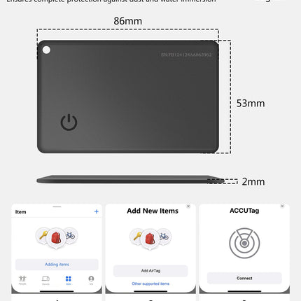 2 tk Air Tag Card rahakoti jälgimiskaarti, 1,6 mm õhuke, veekindel nutikate Bluetooth-siltide esemete jälgimise leidja laadimiskaabliga, ühildub Apple Find My'ga (ainult iOS), kohvrite, kottide, passide ja pagasi jaoks.