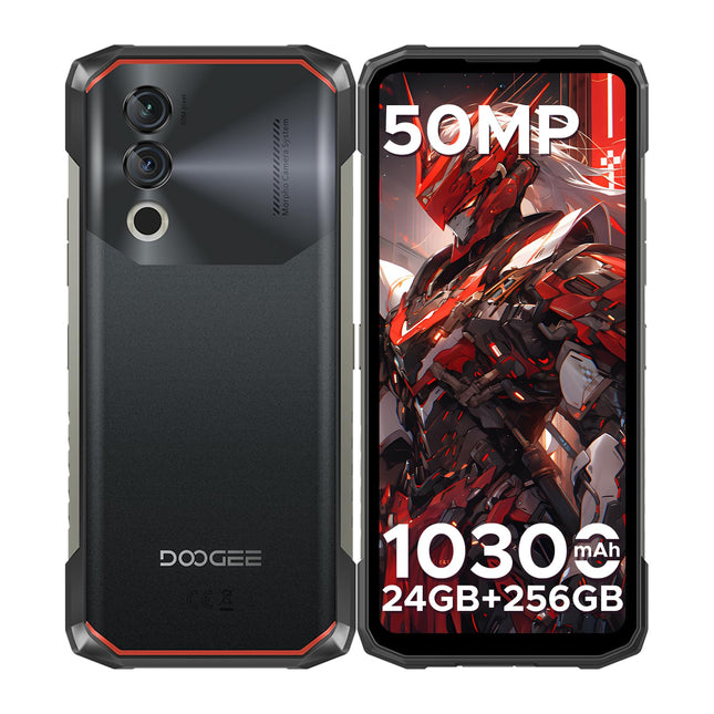 DOOGEE Blade10 Power Outdoor Handy Ohne Vertrag Android 14-10300mAh, 24GB+256GB/TF 2TB Outdoor Smartphone Wasserdicht, 50MP AI Kamera, 6.6 Zoll baustellenhandy, Drei Kartenfächer/ IP68/NFC/GPS/Face ID