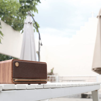 Edifier MP230 - Portable Bluetooth speaker with retro design, wireless. Playback via Bluetooth, AUX, and Micro SD card | Brown wood