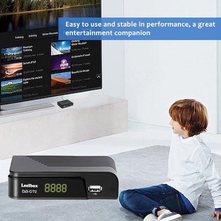 Kaabelvastuvõtja DVB-C/DVB-T2 digitaalne maapealne dekooder, kombineeritud (HD1080p/H.264, MPEG-2, HDTV, SCART, USB 2.0, PVR) FullHD TV kaabelvastuvõtja puldi ja kaabliga