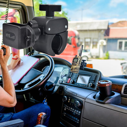 HYS jalgratta/mootorratta/auto/veoauto raadio nupukinnitusega walkie-talkie hoidik, mis ühildub Baofeng UV5R Kenwood Midland Motorola Tlkr kahesuunalise raadioga