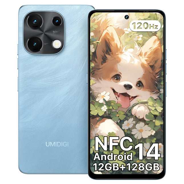 UMIDIGI Note 100 mobiiltelefon, Android 14 nutitelefon ilma lepinguta, 120Hz kaheksatuumaline, 12(6+6) GB + 128GB mobiiltelefon ilma lepinguta, 6,8 tolli, 50MP, näo- ja sõrmejäljelugeja, NFC, 5000mAh, GPS, kahe SIM-kaardiga nutitelefon