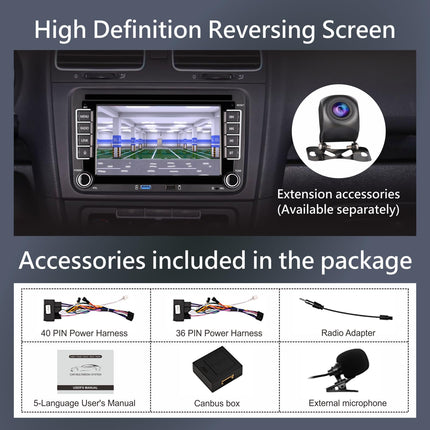 KTTCORLP Linux Car Radio with Screen for Golf 5 6 VW Polo T5 Passat Touran Seat with Navigation FM/AM, Apple Carplay, Android Auto, Steering Wheel Control, 2Din Dab Car Radio Touch Display 7 Inch