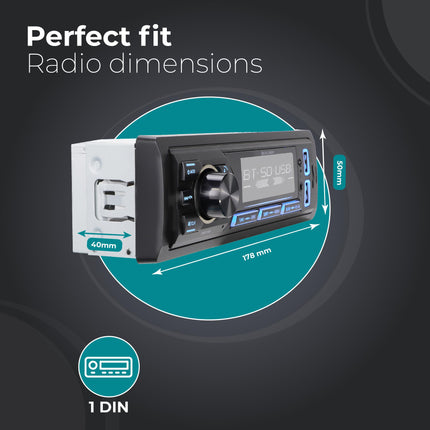 Caliber autoraadio Bluetooth 1DIN, DAB+/FM-tuuner, 4x55W, USB/Micro SD, 2.1A laadimisfunktsioon, Aux-sisend, käed-vabad süsteem, RCA väljund, DAB+ antenn, MP3/WMA/APE/FLAC/AAC