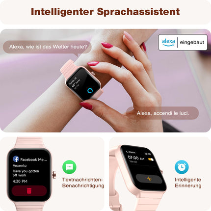 Naiste nutikell telefonifunktsiooniga Alexa integreeritud - fitnessikell 100+ spordirežiimi - 1,8-tolline käekell ja IP68, sammulugeja meestele Android iOS-ile koos pulsimõõtjaga SpO2 stressi unemonitoriga