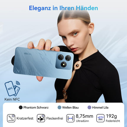 OSCAL Flat 2 Gemini AI smartphone without contract | Android 14, 12GB+256GB, 2TB TF | 90Hz 6.56'' HD+, Octa-Core, 5000mAh, Dual SIM | 13MP+8MP AI camera, cheap new phone | OTG, GPS, Face ID, Fingerprint