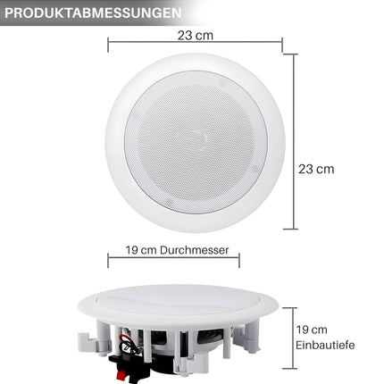 Pyle laekõlar, seinakõlar Bluetooth, 200W - 16,5 cm - sisseehitatud kõlar, Bluetooth kõlar - kodukino, kontori, lameda ja ümara helisüsteemi jaoks - stereosüsteem, seinale, riiulile ja lakke
