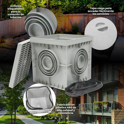 Inspection Chute Control Waterproof electrical floor box gray square with blind cover inlet manhole sewer shaft yard drain