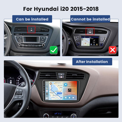 Hikity 2+64GB Android 13 autoraadio Hyundai i20 2015-2018 raadio juhtmevaba CarPlay Android Auto Bluetooth vabakäesüsteem 9-tolline ekraan autoraadio navigatsiooniga tahavaatekaamera WiFi FM RDS SWC
