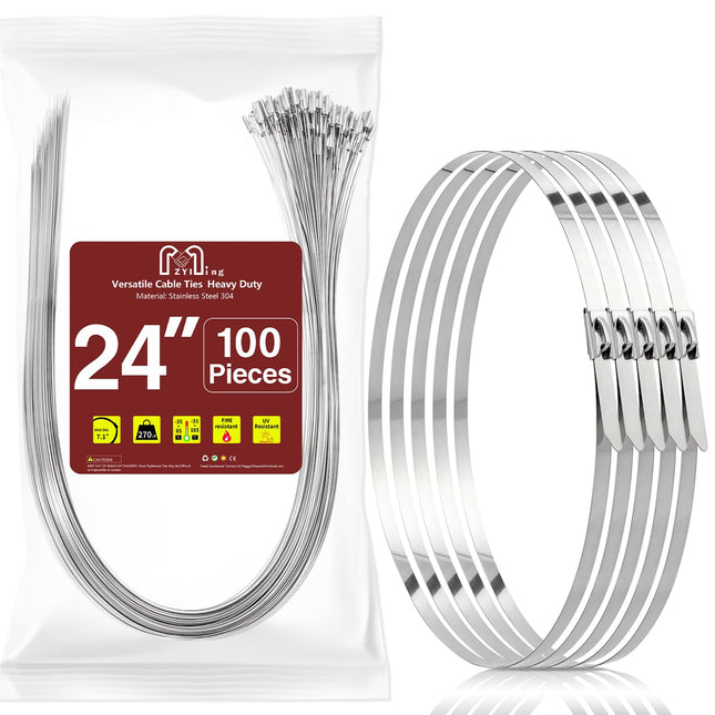 100 Stück Edelstahl Kabelbinder Lang aus Metall Kabelbinder 600x4,6mm Kabelbinder Metall Rostfrei mit Tragfähigkeit 122kg Stainless Steel Cable Tie Verwendung für Fester Zaun und Markise