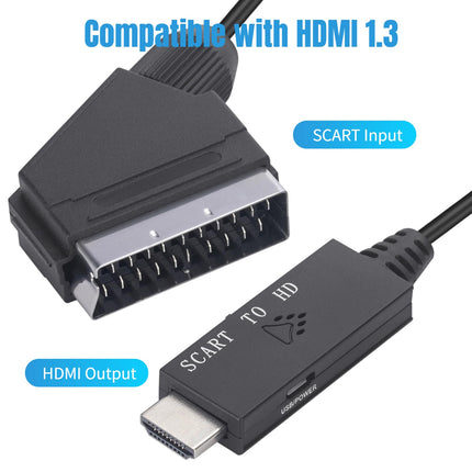 SCART-HDMI muundur, 1080P 60Hz 720P 60Hz HD videomuundur SCART-HD multimeediaadapter, SCART-muunduri videoühenduskaabel DC 5V Plug and Play