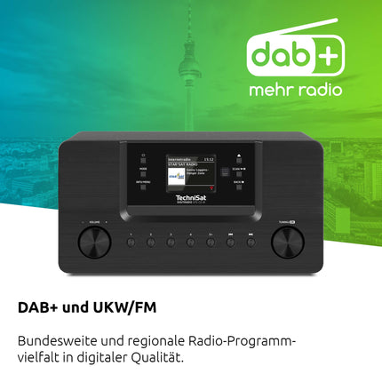 TechniSat DIGITRADIO 570 CD IR – Stereo DAB+ internetiraadio (CD-mängija, Wi-Fi, FM, Bluetoothi ​​heli voogedastus, Spotify, USB, äratuskell, Wi-Fi voogedastus, AUX-sisend, ekvalaiser, kaugjuhtimispult, 2 x 5 vatti) must