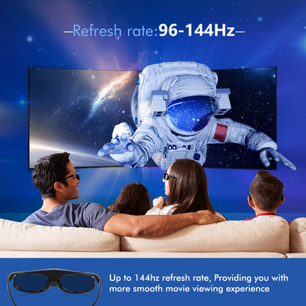 Wowlela 3D Glasses, Rechargeable 3D Active Shutter Glasses for all DLP Link 3D Projectors, Active Shutter 3D DLP Link Rechargeable 3D Glasses Compatible with BenQ, Optoma, Viewsonic DLP Projector