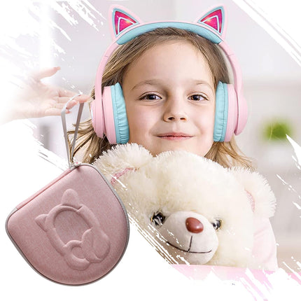 XANAD laste kõrvaklappide ümbris - iClever BTH21 BTH13 BTH19 HS20 HS25 Bluetooth-kõrvaklapid lastele kassikõrvaga (roosa)