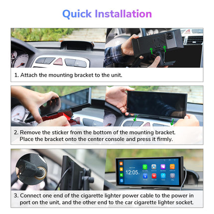 Eonon 10,26-tolline IPS-i reguleeritav traadita Carplay Android Auto autoraadio reguleeritava ekraaniga 4K esikaamera 1080P tagakaamera silmussalvestus AUX-väljund Bluetooth 64G SD-kaart P4