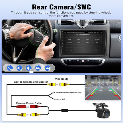 OiLiehu 4+64G 8-tuumaline Android 13 topelt-DIN raadio Mercedes Benz Smart Fortwo 451 2005-2010 CarPlay Android Auto autoraadio 9-tollise ekraaniga, Bluetooth GPS FM RDS WiFi DSP/EQ+tagurduskaamera