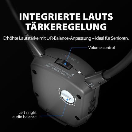 Avantree HT381 - digitaalsed juhtmevabad kõrvaklapid telerile RF-saatjaga, L/R tasakaalu helitugevuse reguleerimisega, teleri kõrvaklapid seenioridele, ühilduvad optilise või AUX-heliväljundiga teleritega