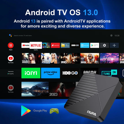 RUPA Android TV Box 2025 uusim 8K nutiteleriboks Android 13.0 RAM 2G ROM 16G WiFi6 Enternet 10/100M Bluetooth 5.0 USB3.0 toetab 3D HD telerit
