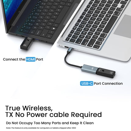 PWAYTEK Wireless HDMI Transmitter and Receiver with 4K Decoding, 1080P Output, 100FT Range, Dual-Band 2.4G/5G, for PC/Laptop/HDTV/Projector, Plug &amp; Play, No App Required