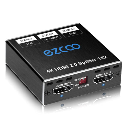 4K 60Hz HDMI jaotur 1x2 1080P 120Hz HDCP2.2 HDR 18Gbps UHD Dolby Vision Atmos EDID skaleerija 4K 1080P kahe monitori HDMI 2.0 jaotur 1 sisend ja 2 väljundit PS5, SkyQ, Xboxi ja Fire Sticki jaoks