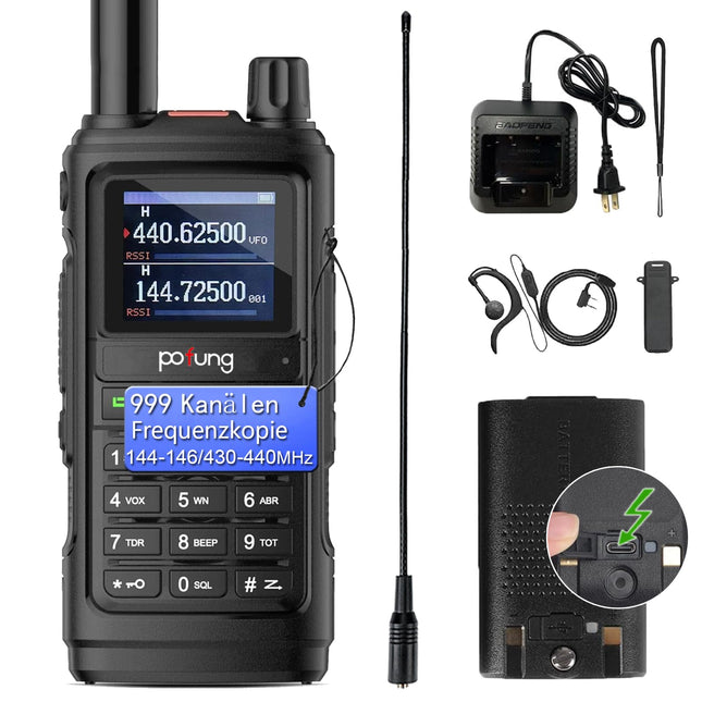 BF-17E kahe sagedusalaga raadiosaatja, pihuraadiod, pika levialaga kahesuunaline raadiosaatja 144-146/430-440MHz, 999 kanaliga, 1800 mAh akuga täiskasvanutele seiklusteks, õues kasutamiseks, telkimiseks