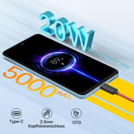 UMIDIGI Note 100 5G Handy Ohne Vertrag,12GB+128GB/1TB Smartphone,Android 14 Octa Core Handy, 6,8" HD+ 120Hz Display,50MP+16MP Kamera, Dual SIM 5G Handys,5000 mAh Akku/Face ID/Fingerprint/GPS/OTG