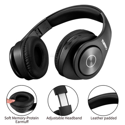 TUINYO Bluetooth-kõrvaklapid kõrva peale, juhtmevabad kõrvaklapid mikrofoniga, HiFi stereo, kokkupandavad ja kerged juhtmevabad peakomplektid teleri/arvuti/mobiiltelefoni ja reisimise/töö jaoks (mustad)
