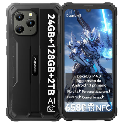 Blackview 2025 BV5300 Plus Outdoor Mobile Phone (NFC), 24GB + 256GB / 2TB TF Outdoor Smartphone Without Contract, 6.1" HD+ IP69K Waterproof, Construction Site Phone, 13MP / Dual 4G / OTG / GPS / 273g