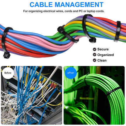SWEED cable ties black 300mm, 1000 pieces cable ties UV-resistant, 4.8mm wide cable ties tensile strength of up to 22kg for industry, horticulture, cable industry