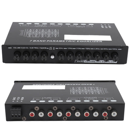 7-Band Car Audio Graphic Equalizer, Car Equalizer, Variable Gain Adjustment, CD AUX Input, Input EQ Selection for Stereo System Equalizer, Car Audio