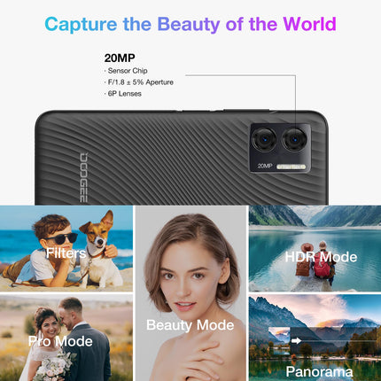 DOOGEE N50S Android 13 nutitelefon ilma lepinguta, 9GB + 128GB salvestusruum / 1TB laiendatav 6,52" HD+ ekraan, 4200mAh 10W kiirlaadimisega, 20MP kaamera, 4G kahe SIM-kaardiga odav mobiiltelefon 2024