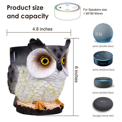 Ühildub Amazon Echo Dot 2./3./4./Google Home Mini Owl lauaarvuti alusklambriga, integreeritud kaablihaldusega, kruvisid pole vaja, kõlari lisatarvikute riiul (Main01)
