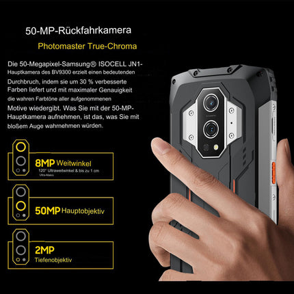 Blackview - BV9300-4G nutitelefon - kahe SIM-kaardiga - 6,6-tolline ekraan - 256 GB ROM - 33W kiirlaadimine - 40 m kaugusmõõtja - oranž