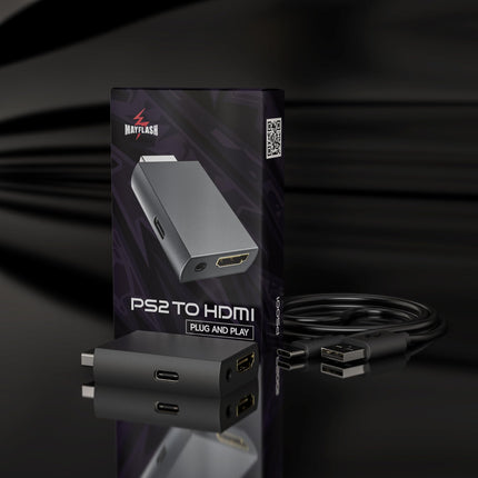 MAYFLASH PS2-HDMI muunduri adapter, videomuundur PS2 HDMI muundur 3,5 mm audioväljundiga HDTV HDMI monitori jaoks, ühildub kõigi PS2 kuvarežiimidega