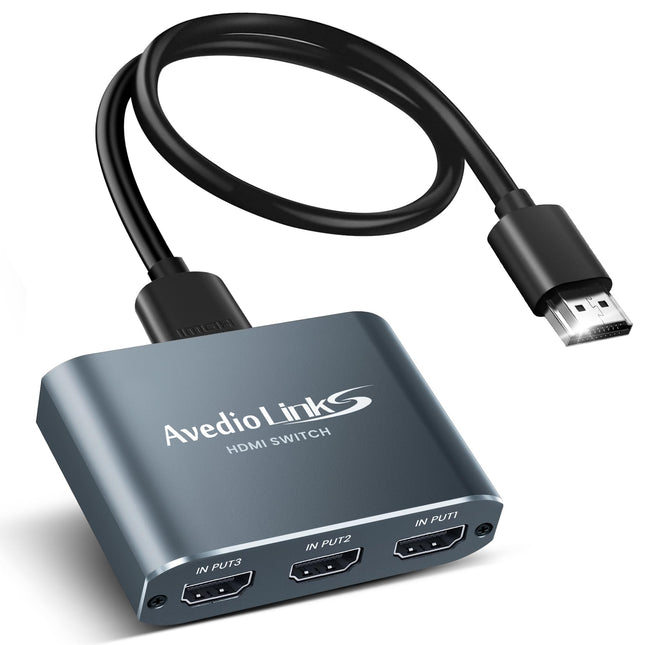 avedio lingid HDMI-lüliti koos 3,9 jala pikkuse HDMI-kaabliga, 4K@60Hz alumiiniumist HDMI-lüliti 3 sisse- ja 1 väljundiga, HDMI-jaotur 3 sisse- ja 1 väljundiga, toetab 3D-d, HDCP2.2, HDR10, 18 Gbit/s Fire Sticki, PS5, Xboxi, DVD ja Blu-Ray jaoks