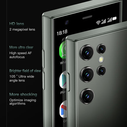 Väike nutitelefon, SOYES S23 Pro 3G mobiiltelefonile, üliõhuke mobiiltelefon, 3-tolline ekraan, 2 GB RAM 16 GB ROM, 2 MP esikaamera, 5 MP tagakaamera, Android 8.1 süsteemile (must roheline)