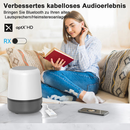 1Mii Bluetooth 5.3 adapter telerile, 2-ühes Bluetooth saatja-vastuvõtja, aptX adaptiivne ja HD traadita heli saatja-vastuvõtja pesa 3.5 kõrvaklappide stereosüsteemile, lennukile, MP3, 15 tundi mänguaega