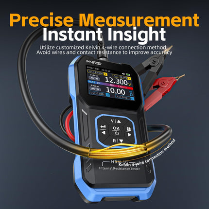 HRM-10 Battery Capacity Internal Resistance Tester Portable Multifunctional 4 Wire Tester for Batteries 100V 200 Ω Internal Resistance Meter and Accurate Voltage Meter Resistance Tester