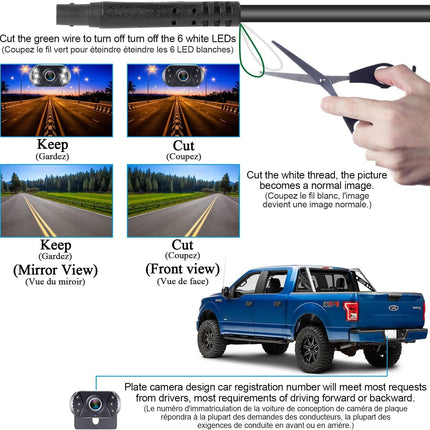 Tahavaatekaamera Lihtne seadistamine Plug-Play: Värviline Selge Pilt Öine Nägemine DIY Juhendid HD 1080P Viivituseta Auto Tahavaatekaamera 4,3" LCD-ekraaniga IP69 Veekindel Veokile/Maasturile Tomoia T1