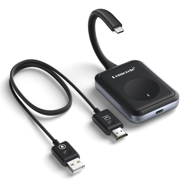 Lemorele USB C juhtmevaba HDMI saatja ja vastuvõtja, 50M 5G USB-C HDMI juhtmevaba USBC MacBooki/sülearvuti/iPhone 15/kaamera monitori, projektori, teleri jaoks