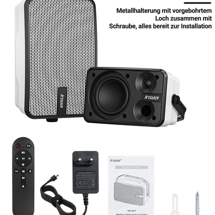Inwa Bluetooth-kõlar, juhtmevaba helisüsteem sise- ja välistingimustes kasutamiseks, IPX5 veekindel, 400 W (2 tk pakis, 2025. aasta uus Bluetoothi ​​nimi "Sync Speaker", vahelduvvoolu-/alalisvooluadapter ja kaugjuhtimispult, RMS 40 W)