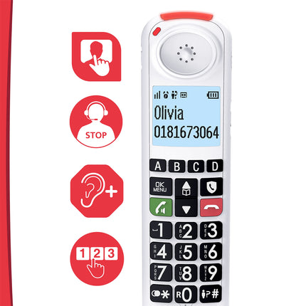 SWISSVOICE - Xtra 2355 - DECT - Cordless Landline Phone - Large Buttons - Answering Machine - Audio Boost - Hearing Aid Compatible - Call Blocking - White