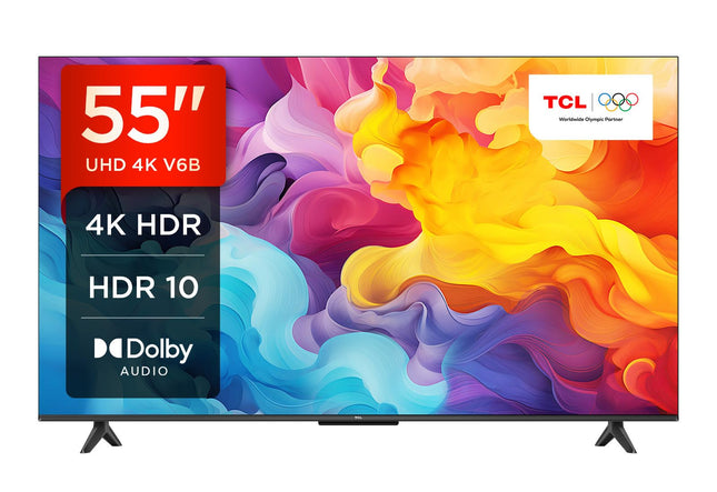 TCL 55V6B 55-inch, 4K Ultra HD, HDR TV, Smart TV supported by Google TV (Dolby Audio, Motion Clarity, Voice Control, Compatible with Google Assistant, Chromecast built-in