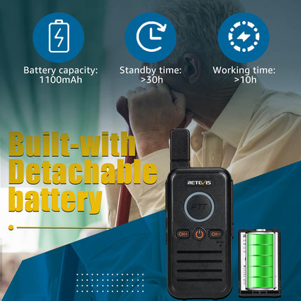Retevis RB645 laetav raadiosaatja, PMR446 pihuarvuti kahesuunaline raadiosaatja, kahekordne PTT-raadio, USB C VOX käed-vabad seadmed, professionaalne perereiside raadiosaatja telkimiseks (2 tk, must)
