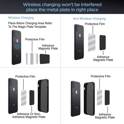 ipow Car Phone Holder Magnet, Car Phone Holder with Suction Cup, Magnetic Phone Holder for Car Dashboard Windshield with 4 Metal Plates, Protective Film, Compatible with iPhone, Samsung, Sony