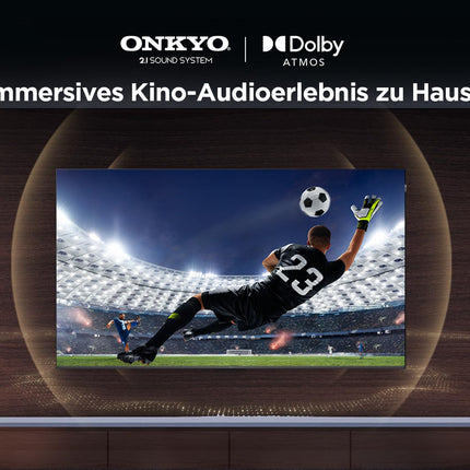 TCL 75T8B 75-tolline QLED Pro 144Hz Onkyo mänguteler, 4K UHD, HDR Pro, Google TV (Dolby Vision IQ ja Atmos, liikumise selgus, käed-vabad hääljuhtimine, ühildub Google Assistant ja Alexaga)