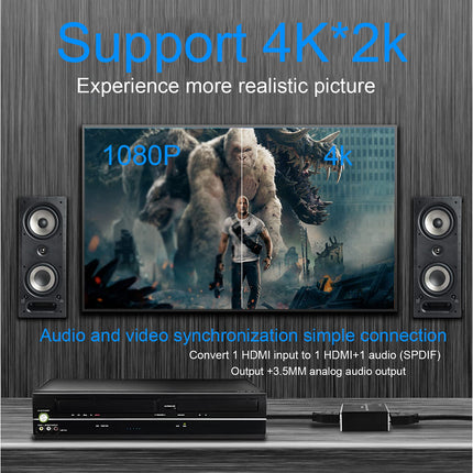 SDDKDZKG 4K x 2K HDMI heliekstraktori jaotur, HDMI-HDMI heli ja optiline TOSLINK SPDIF helimuunduri adapter 3,5 mm stereoheli jaoturiga, must SDK-A78